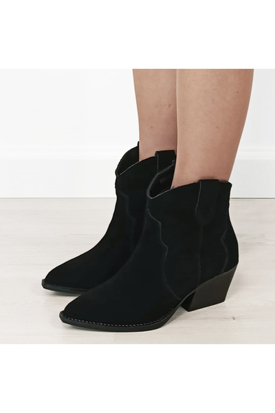 SOFILINE Ghete negre din piele naturală cu toc confortabil B-6338 114