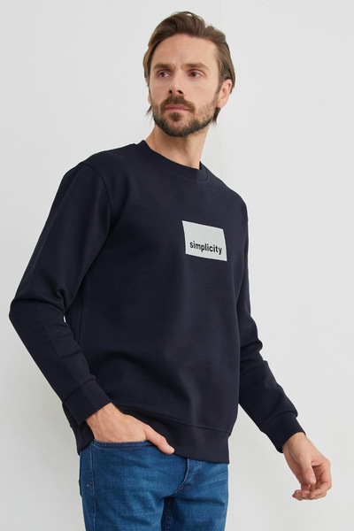 Fulla Moda Світшот з принтом Simplicity з велосипедним коміром