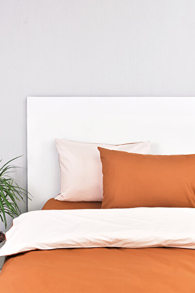 Setekshome Σετ Παπλωματοθήκη Διπλής Κρεβατιού Διπλής Όψης Κρεμ Ταν 100% Βαμβάκι