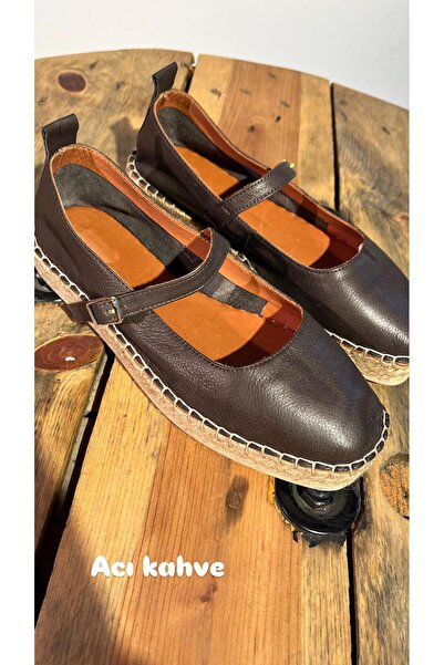 Butik NOBLE SHOES HAKİKİ DERİ KAHVE ESPADRİL KADIN BABET