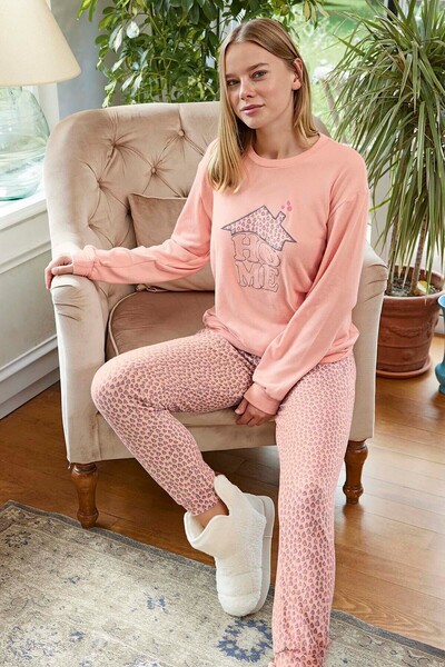 Aydoğan Women's Thermal Long Sleeve Pajama Set 30020 Powder