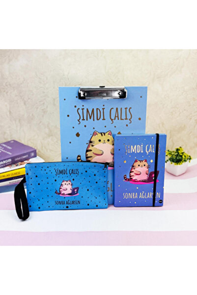 Dörtel Tedarik Şimdi Çalış Sonra Ağlarsın V2 Tasarımlı Kırtasiye Seti