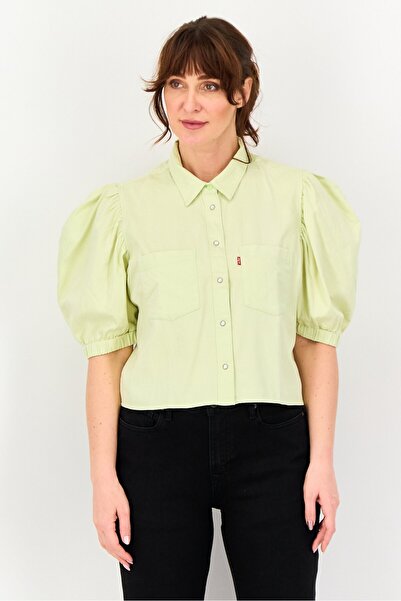 Levi's Women Short Sleeve Solid Blouse, Light Green