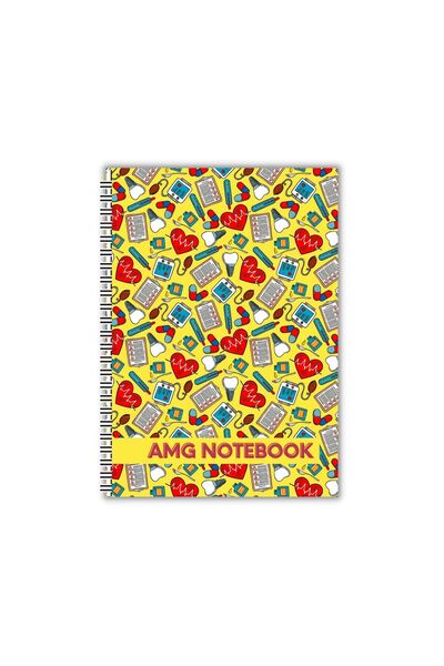 Pagina de Nursing “Pulse Rate” dictation notebook A4 with metal spiral and medical motifs
