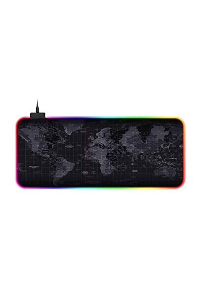 Edman Gaming Mousepad with LED RGB Lighting World Map King Size 90x40 cm Black