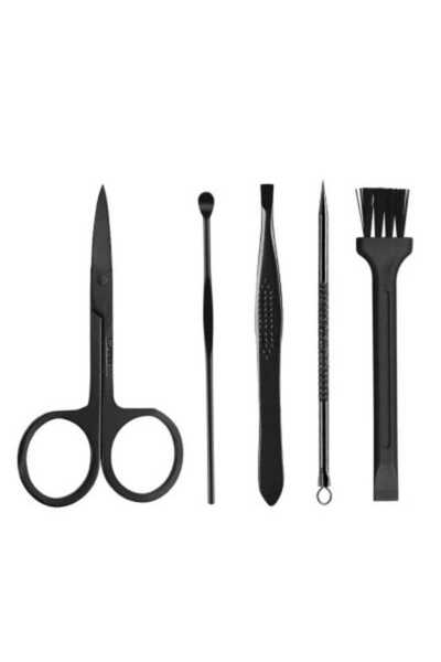 Edman 16-piece Nail Kit with Clippers, File, Tweezers and Scissors in Dark Blue Faux Leather Pouch