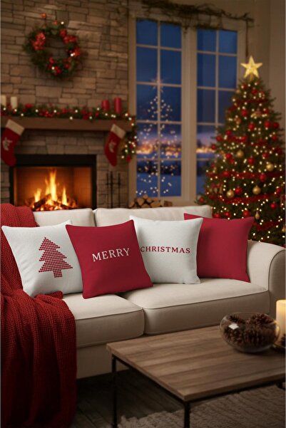 Markaev New Year Christmas Themed 4-Piece Throw Pillow Cover Set 1042