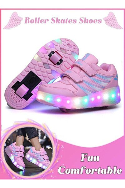 Arabest Kids USB Rechargeable LED Light-Up Roller Shoes