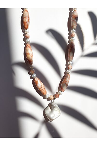 Abundo Colier din jasp sesame si perle de cultura cu argint 925, 52 cm