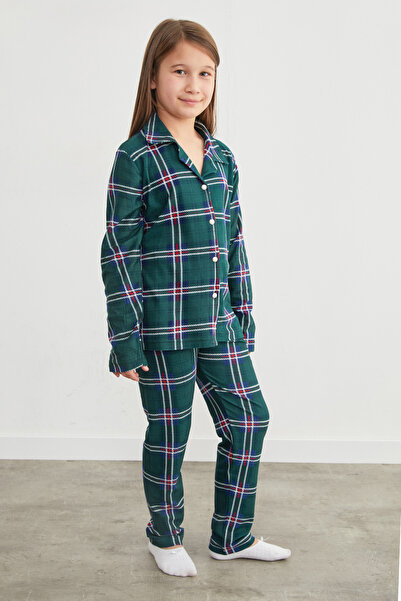 Fulla Moda Plaid Patterned Suede Girls' Pajama Set
