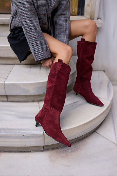 ANGELİNA JONES MARCELİ DÁMSKÉ BOTY V BARVĚ VÍNOVÉHO SEMIŠU BEZ PODŠÍVKY