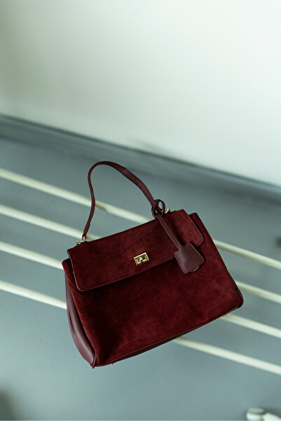 Eataly Shoes Сумка з кришкою, довгими ручками, з м'якої шкіри, бордового кольору