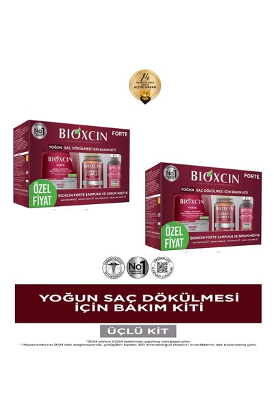 Bioxcin Forte Yoğun Bakım Kiti (TABLET-ŞAMPUAN-SERUM) Yoğun Saç Dökülmesi Seti 2 KUTU