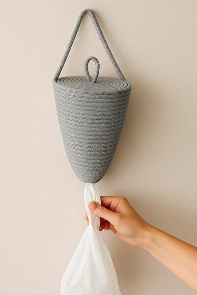 MaVaux Bag Holder Rope String Hand-Woven Wall Hanging Storage Bag Home Organizing Accessory Basket 30 X 20 cm