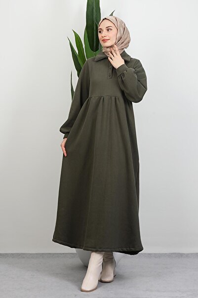 GİYZAMİLA Şevval Buttoned Dress Khaki