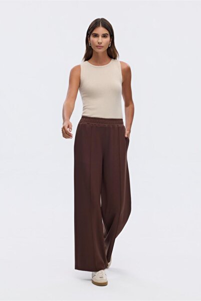 KADRİYE BAŞTÜRK Modal Knitted Loose Fit Trousers Brown
