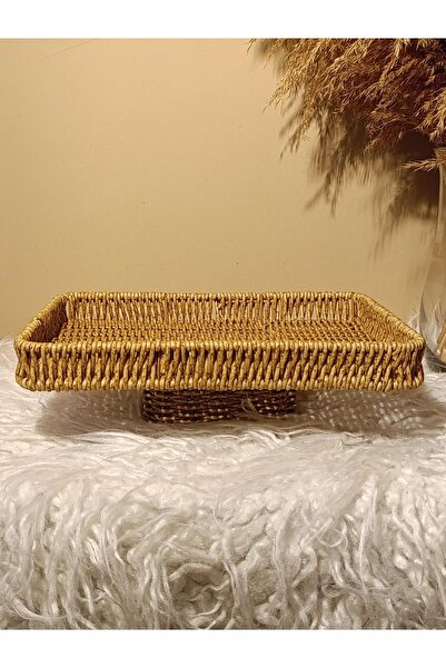Paganca Wicker Rattan Footed Tray Presentation Tray Rectangular