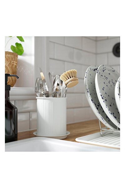 IKEA Valvardad Cutlery Holder White-Galvanized 13 cm