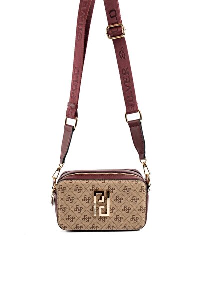 Silver Polo Bej închis - Roșu Claret SP1078 Geantă de damă