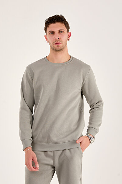 Pavotti Erkek 3 İp Bisiklet Yaka İçi Polarlı Sweat (Puf Kumaş)