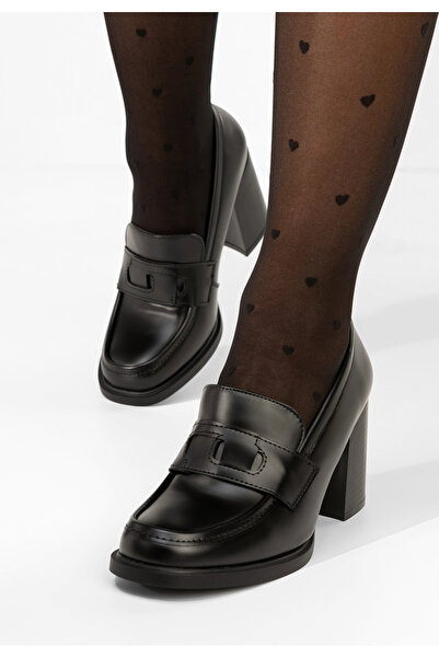 B T Shoes Elivora black heeled loafers