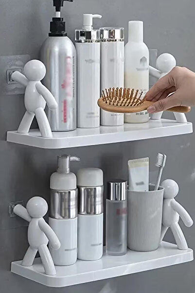ThenTech İnsan Figürlü Raf Kendinden Yapışkanlı Duvar Rafı Banyo Mutfak Düzenleyici Set