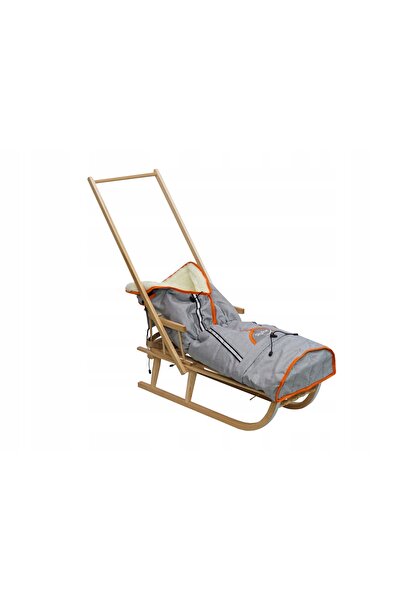 Other Wooden sled with backrest, pusher and sleeping bag, traditional, solid ...