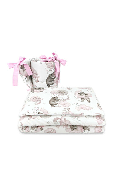 Qmini Lenjerie patut 3 piese, Qmini, Pentru patut 140x70 cm, Din bumbac, Tedd...