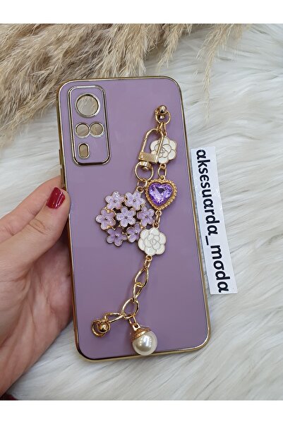 ZB Aksesuarda Moda Vivo Y31 2021 Compatible Flowered Stone Laser Cut Shiny Case