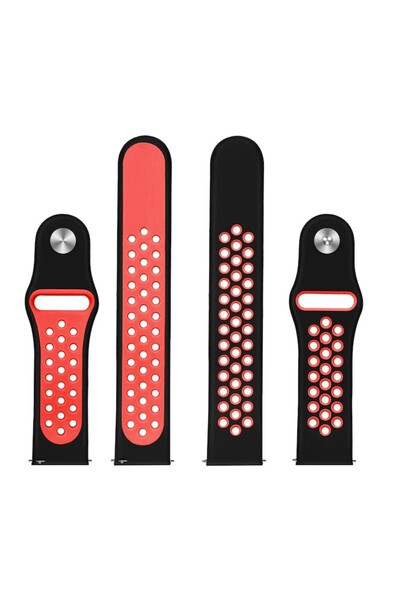 Edman sports silicone strap compatible with Samsung Gear S3, Quick Release, 22mm, Black/Red