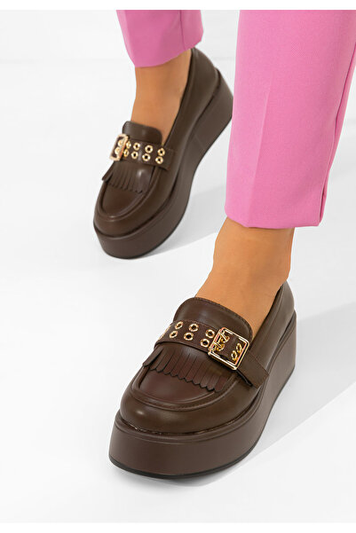 B T Shoes Brown Magie platform loafers