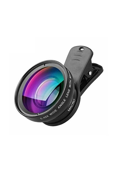 APEXEL 2-in-1 Lens Set 12.5X Macro & 0.45X Wide Angle with Universal Smartphone Clip