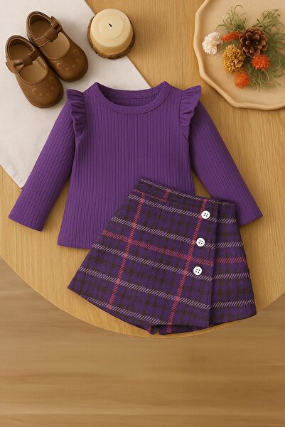 tunays shopping Kız Çocuk Şort Etekli Bluz Takım