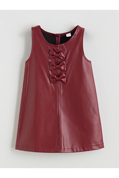 LC Waikiki LCW Kids Fiyonk Detaylı Deri Görünümlü Kız Çocuk Elbise ve Külotlu Çorap