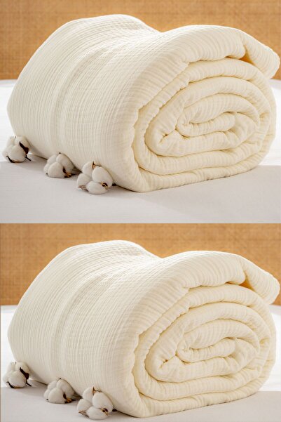 MYLASA HOME Müslin Yatak Örtüsü Ultra Yumuşak Yüksek Kaliteli 4 Kat Muslin Pike (Tek Kişilik (240x280 cm)