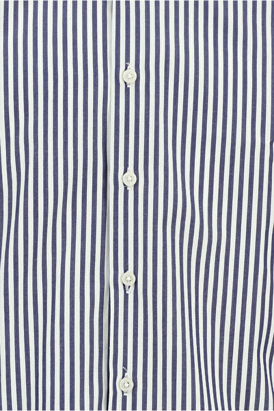 Abdullah Kiğılı Long Sleeve Regular Fit Button-Down Collar Striped Cotton Shirt