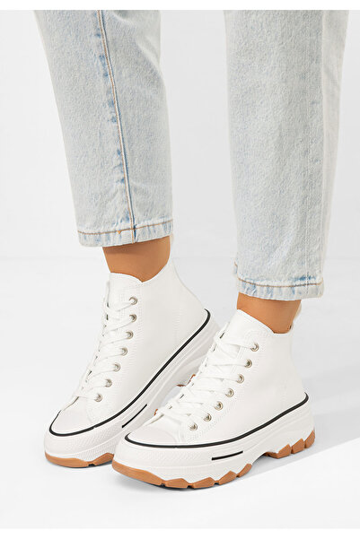 B T Shoes Γυναικεία πανινα πλατφόρμες Raviana V5 λευκά