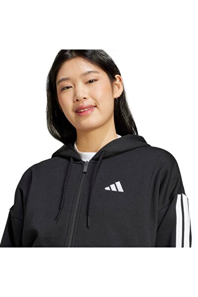 adidas 3 Stripes Fleece Kadın Kapüşonlu Ceket