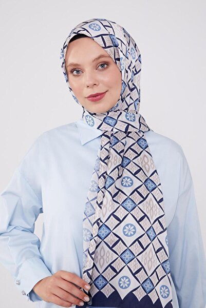 Levidor Navy Blue Drop Pattern Brand Shawl