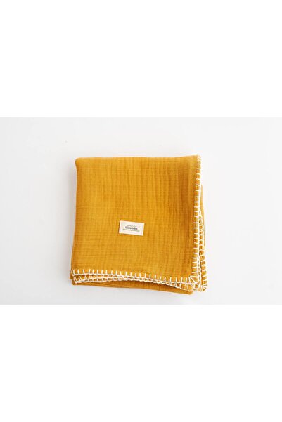 tinytrek بطانية من الموسلين العضوي متعددة الأغراض ذات 4 طبقات باللون الأصفر ا...