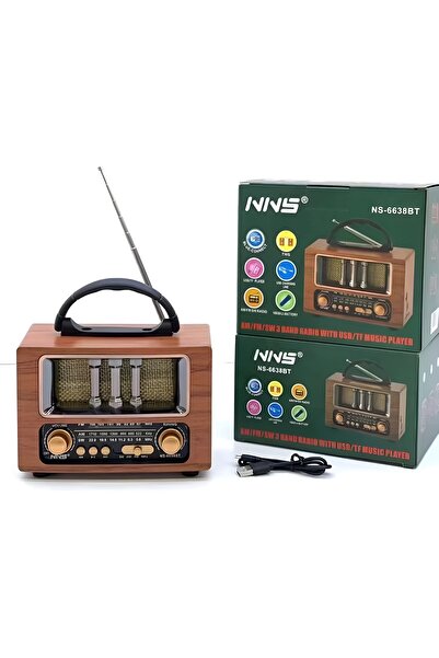 NNS راديو NS-6638BT لاسلكي قابل لإعادة الشحن راديو FM كلاسيكي