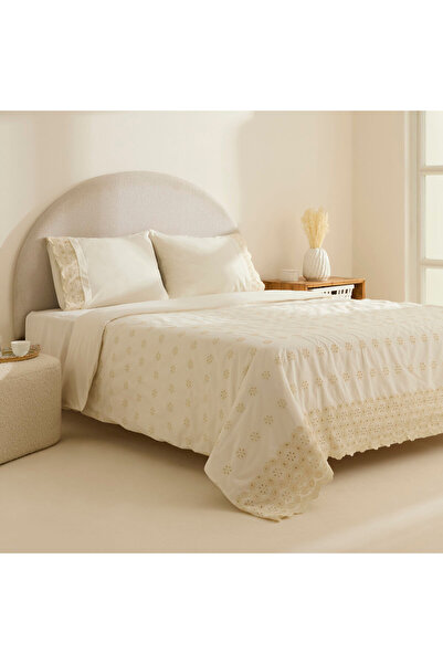 Karaca Home Lacera Embroidered Double Duvet Cover Set Ecru
