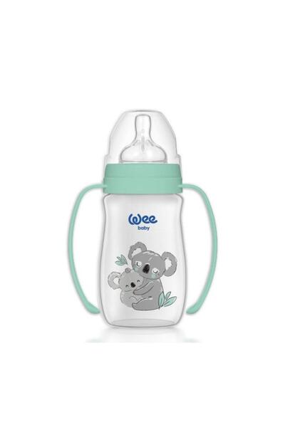 Wee Baby Safari Kulplu PP Biberon 250 ml 0-6 ay Yeşil (no:2 geniş ağızlı biberon emziği hediye)