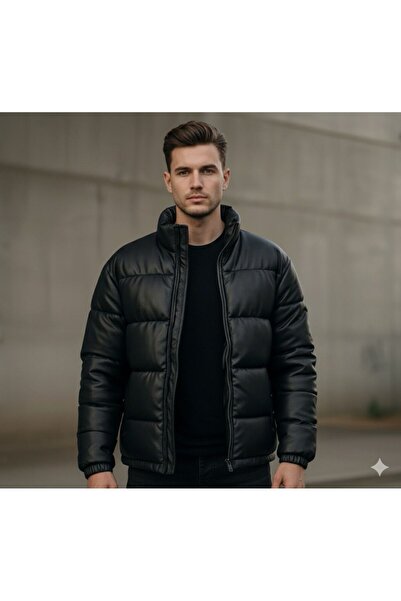 BYzıt Geacă de iarnă din piele pentru bărbați, rezistentă la frig