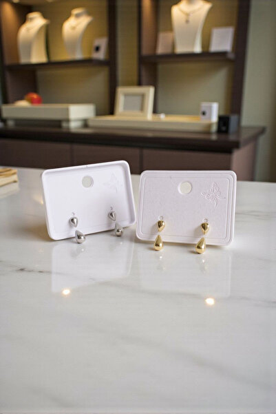 RÜZGARBİJÜTERİ Damla Küpe - Çelik - Kararmaz-gümüş kaplama