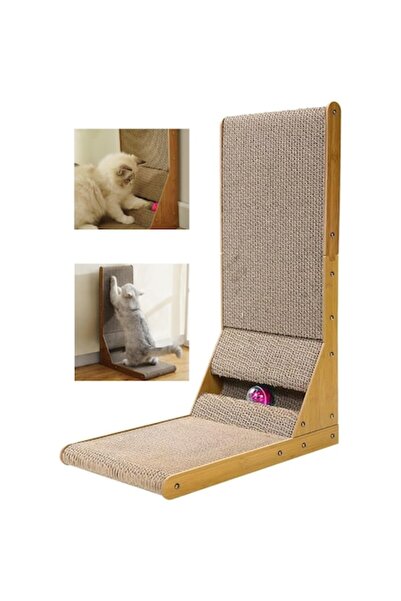 Manolex 2-in-1 Cat Scratching Board (Sisal) – Vertical/Horizontal Corner with Tunnel & Toy, 60×40.5×25 c