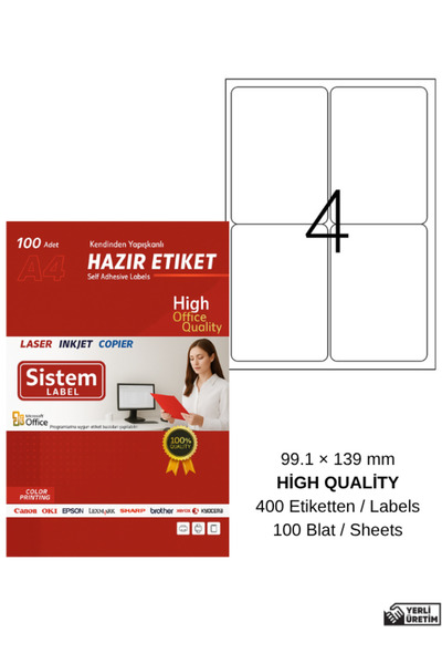 Sistem Label 99,1x139mm Etichetă autoadezivă A4 pentru laser