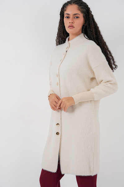 Bigdart Women's Soft Textured Long Knit Cardigan 15953 - Ecru