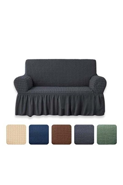 AlsayedP Sofa Slipcover One Piece Stretch Couch Cover with Skirt (Granite, 2 Seats)
