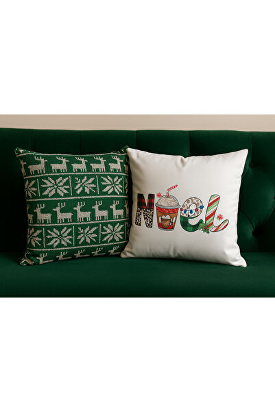 Limon Soft Double-Sided Printed Candy Christmas Patterned Set of 2 Velvet Throw Pillow Covers New Year - Christmas